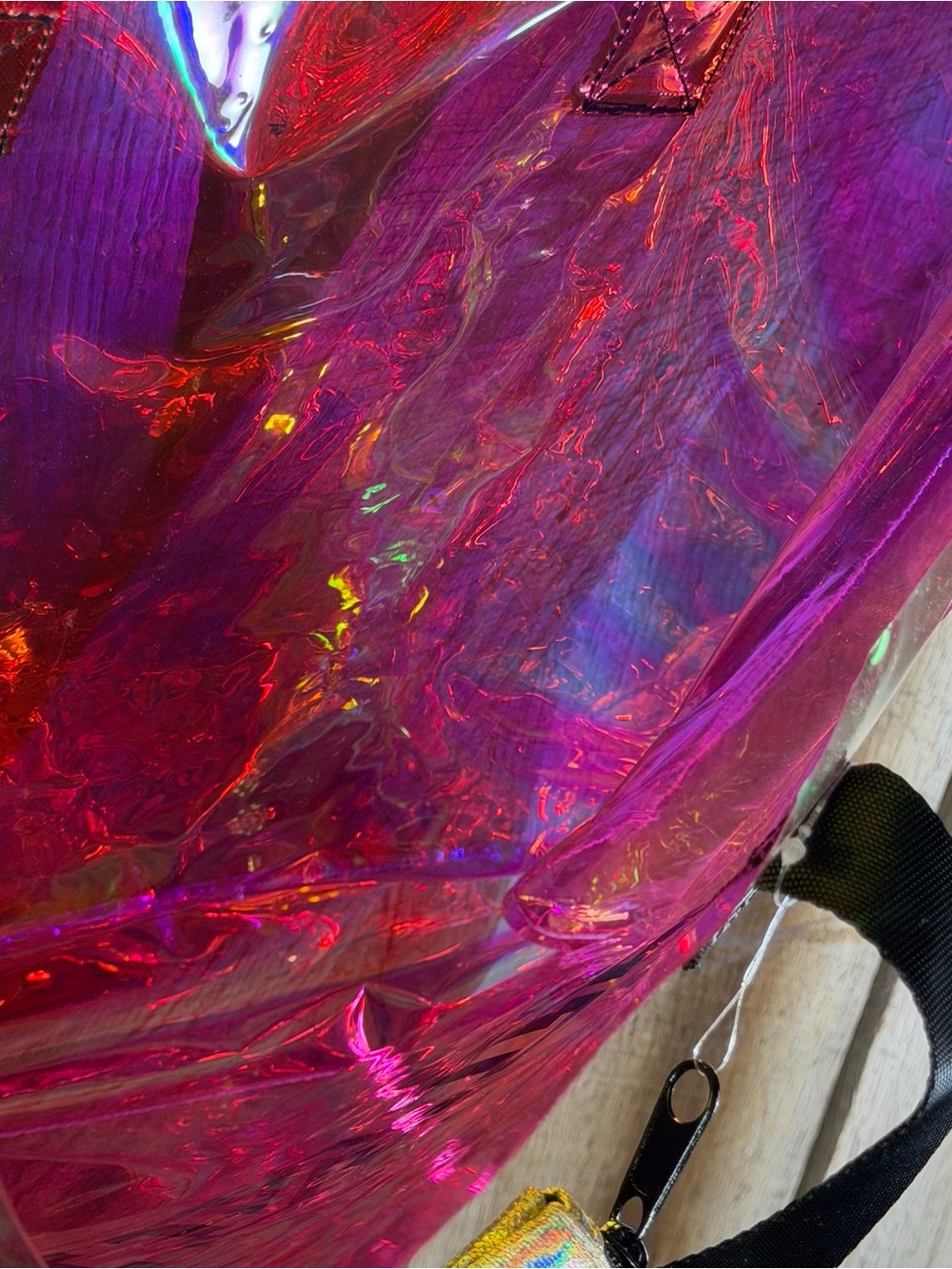 PINK Victoria's Secret Iridescent Holographic Tote Bag with Wristlet - Picture 6 of 7